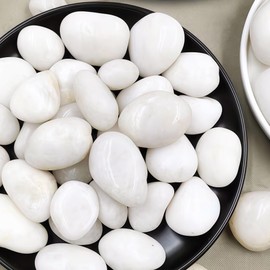 20lbs River Rocks, 1-2Inch Decorative Ornamental Natural Pebbles for Garden Couryard Landscaping Stones, Gravel Filler for Fish Tank,Vases,Home Decor,Aquariums,Animal Habitat,White