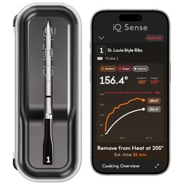 CHEF iQ Sense | Termómetro inalámbrico inteligente para carne | Sonda ultrafina | Rango ilimitado WiFi | Seguro para calor de 1000 °F | 5 sensores | B