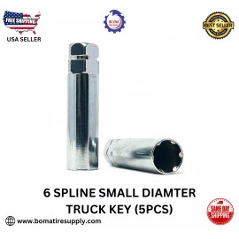 BTS 6 SPLINE CHROME KEY SMALL DIAMETER DUPLEX TUNER TRUCK LUG NUT TOOL 14MM (5PCS)