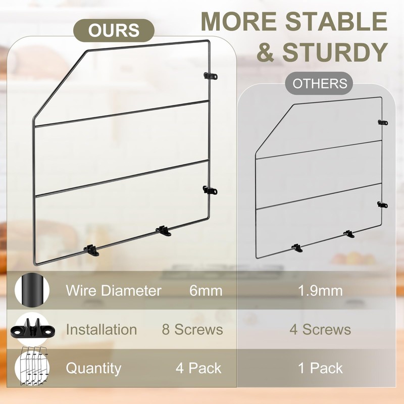 Blulu 4 Pcs Baking Sheet Organizer Tray Dividers for Cabinets