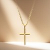 MOTIBACK Edelstahl Kreuz Halskette Gold (58,6 cm), Unisex Design, Passend