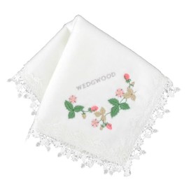 WEDGWOOD 260060-0001-03 Wedgwood Large Lace Towel Handkerchief, Wild Strawberry (White) [100% Cotton] Women's 11.0 inches (28 cm)