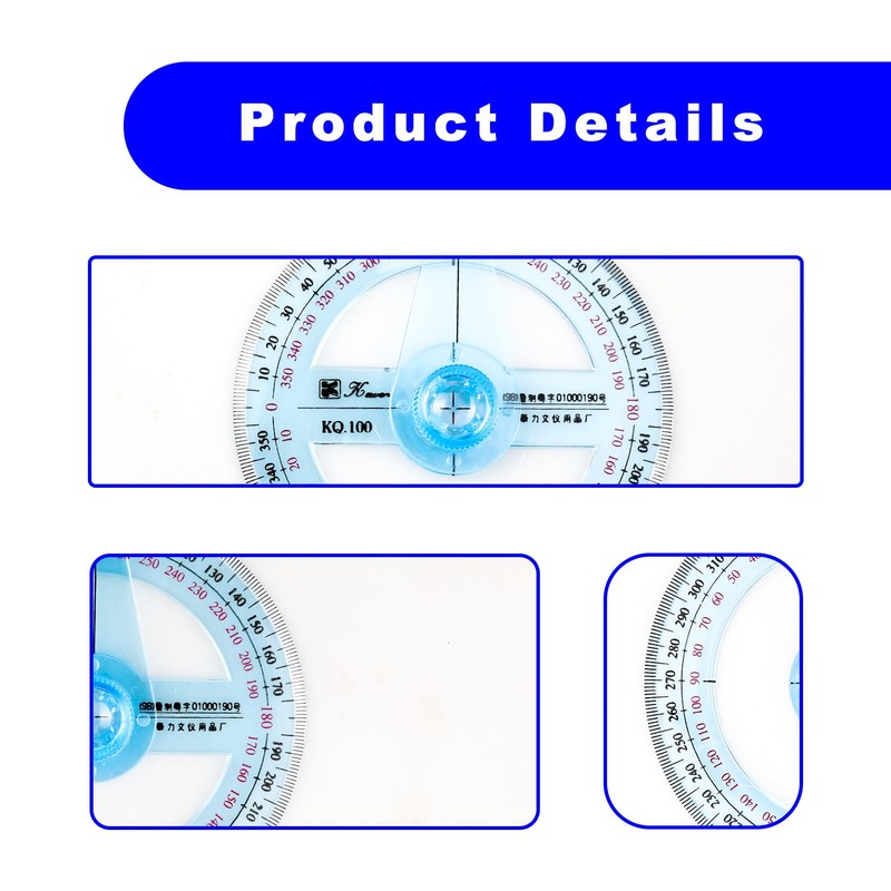 Bojueshaw 2pcs 360 Degree Protractor,Plastic Circle Protractor Angle Measure Ruler,12cm