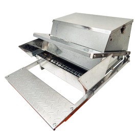 YUMOE Chicken Feeder Galvanized 25Lbs Capacity Weatherproof Treadle Chicken Feeder Rodent Proof