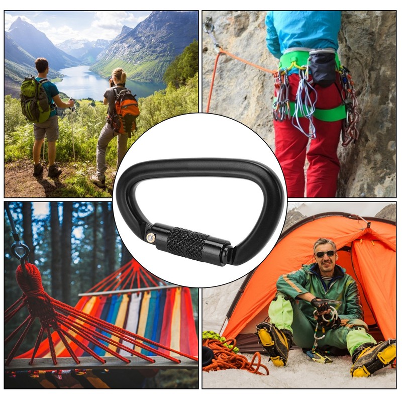 Aluminum Auto Locking Climbing Carabiner Clips Twist Lock DRing Clip