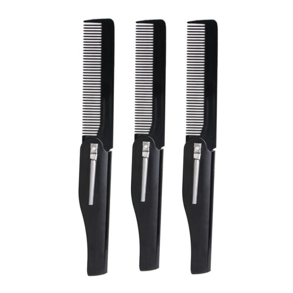 3Pcs Portable Folding Comb Black Pocket Beard Comb Convenient Travel
