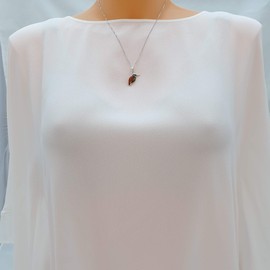 Kiara Jewellery Sterling Silver Kingfisher Pendant Necklace with Inlaid Amber in Mixed Color on 18" Italian Tracer Chain, Sterling Silver and Amber, Amber