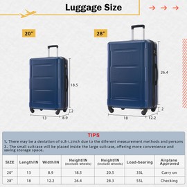 Merax Luggage Sets 4 Piece Suitcase Set, Expandable Hardside 20 IN & 28 IN Suitcase Set with Duffel Bag, Lightweight Travel Luggage with Spinner Wheels and TSA Lock(Dark Blue)