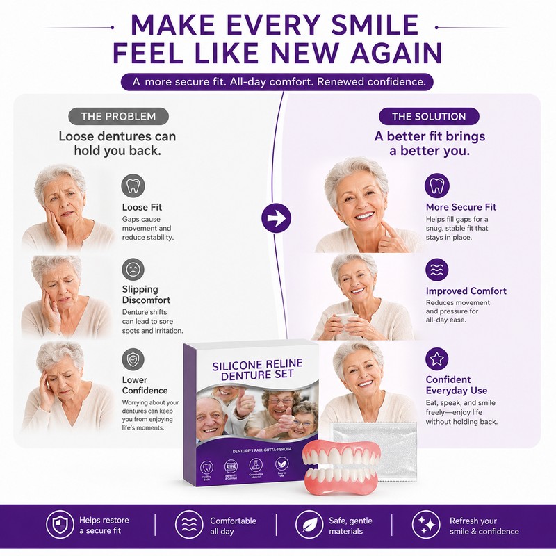 Temporary Cosmetic Denture Set for Adults – Soft Upper &