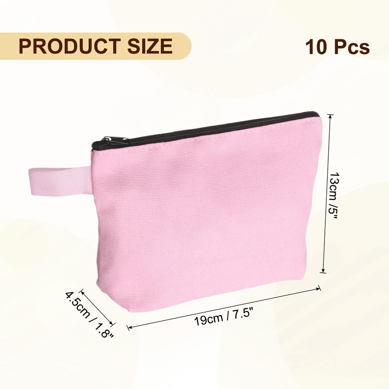 sourcing map Canvas Makeup Bags, 10pcs Travel Cosmetic Bags Bulk,