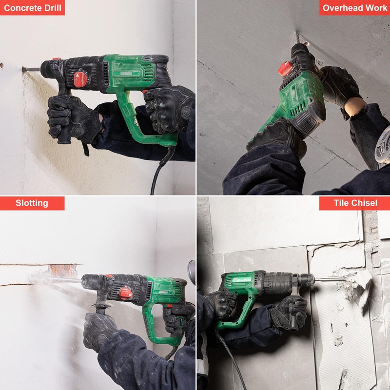 Deshuo 1" SDS-Plus Lightweight Rotary Hammer Drill, 9 Amp 4