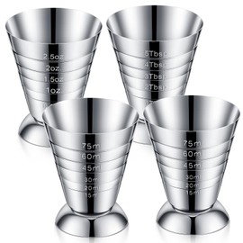 Zhehao 4 Pcs Stainless Steel Measuring Cup Cocktail Drinking Measuring Jigger 2.5 oz Cocktail Stepped Graduated Jigger for Bartender Bar
