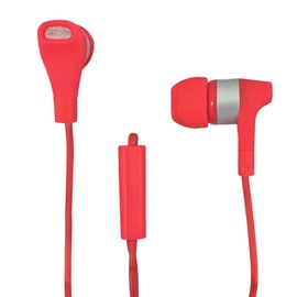 Zenith PM1001SER Stereo Earbuds with Microphone, Red