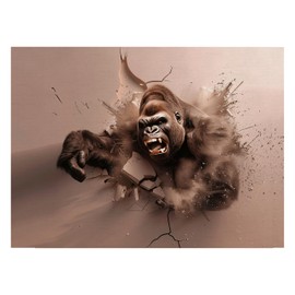decoIMAGE Gorilla 3D Canvas Wall Art – Italian Design_Movie-Style WOW Effect | Home-Office & Retail Decor | Premium Print (20L x 16W)