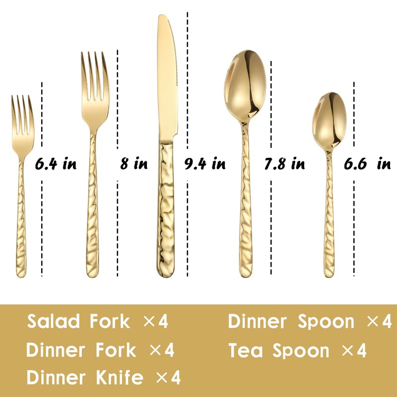 20-piece Gold Silverware Set Stainless Steel Flatware Set Mirror Polished