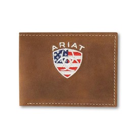 ARIAT American Flag Embroidered Aged Bark Bark Folding Purse