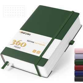 Notebook A5, Dotted Thick Journal, 360 Pages Hardcover Notebooks, 100gsm Paper Leather Journal for Adults, Work, Writing, Notes, Learning, Travel, 14.5 x 21 cm - Dark Green