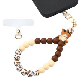 BEEFLYING Silicone Beaded Phone Wrist Strap, Cellphone Lanyard with Tether Tab, Elastic Hands-Free Wristlet Bracelet for Women, Mixed Colors 11