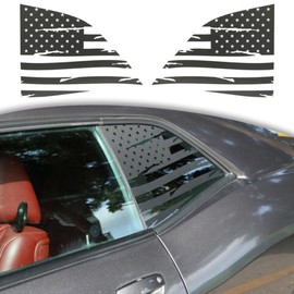JSCARLIFE American Flag Rear Window Decal for D-odge C-hallenger 2008-2024 - Precut PVC Sticker, Weatherproof Vinyl Car Decoration, Easy Install Patriotic Design (Style 2)