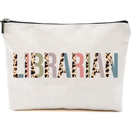Librarian Cosmetics Bag - Leopard Librarian Makeup Bag - Gifts For Librarian - Librarian Birthday Gift - Cosmetic Travel Pouch Bag