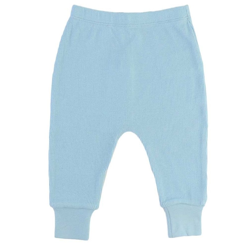 Organic Cotton Rib-Knit Baby Sleep Pants - Blue, 3-6 MTHS