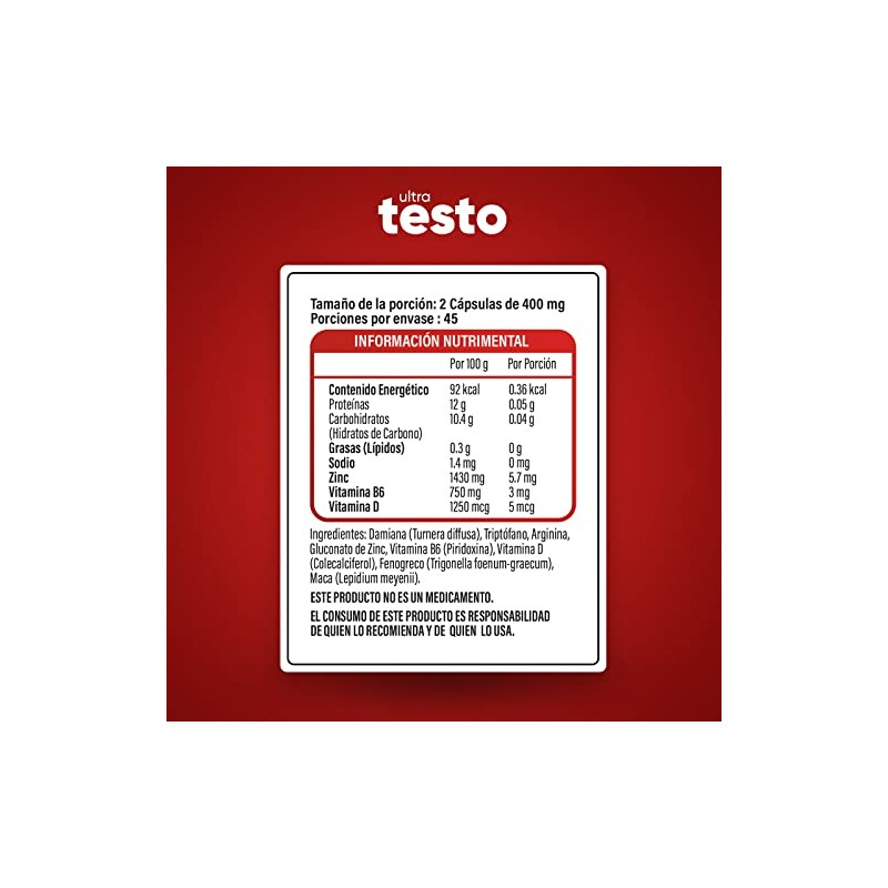 Ultra Testo | Precursor Para Hombres | Maca Negra, Fenogreco,