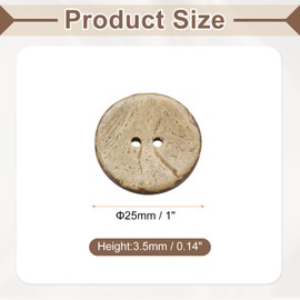 sourcing map 30pcs Coco Shell Buttons 25mm Handmade Sewing Crafts Replacement Round Button for Clothing Decoration DIY Accessories, Brown