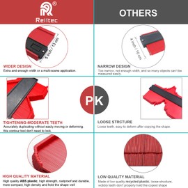 Relitec RT007 Widen Contour Gauge Duplicator, Plastic Profile Gauge, Irregular Shape Copying Ultimate Template Tool, Laminate Tiles Wood Edge Outline Gaug, Set of 2 (5 inch10 inch)