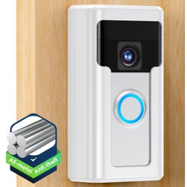 Liwin All-Metal Adhesive Video Doorbell Mount Compatible with Ring/Blink Wireless Video Doorbell, No-Drill Mounting Bracket Wedge Adapter Holder Accessories for Home Rentals, White