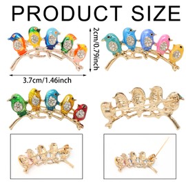 Honbay 3PCS Colorful Little Birds Brooch Pins Enamel Alloy Sparkling Rhinestones Cute Animal Birdie Brooches Little Birds Breastpin Lapel Pins Hat Scarf Shawl Sweater Cardigan Clips