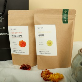 Orange Tree Partner Cha Damje Jeju Flower Tea Gift Set No. 1 Chrysanthemum Tea Marigold Flower Tea / 차담제 제주 꽃차 선물세트 1호 국화차 메리골드꽃차