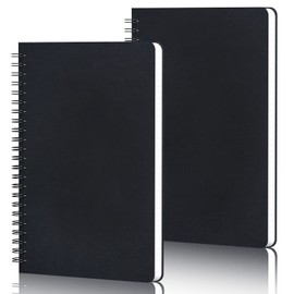 Yarotm Notebook A5 Squared - Pack of 2 Spiral Notebooks 14 x 21 cm - 100 g/m² Checked 5 x 5 mm Notepad A5 60 Sheets / 120 Pages Notebook A5 Spiral Bound - Black College Notepad Diary