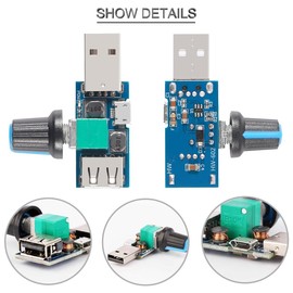Youmile 5pcs USB Fan Speed Controller DC 5V Mini USB Fan Stepless Controller DC 4-12V to 2.5-8V 5W USB Input Micro Input with Switch Function Regulator Speed Controller