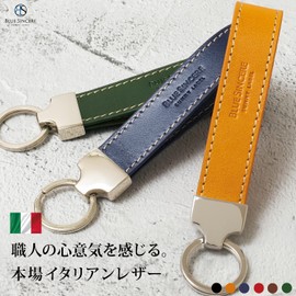 BLUE SINCERE IKH2 Key Chain, Genuine Leather, Italian Leather, Men's, Strap Type, Keyring, Key Charm, Key Clip, dark navy