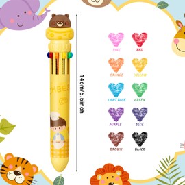 Kosiz 24 Pcs multicolor ballpoint pen 10 in 1 Multicolor Pen in One Retractable Animal Pens 0.7 mm Multi Color Ballpoint Pens Cute Cartoon Pen for Office School Supplies Students Gift