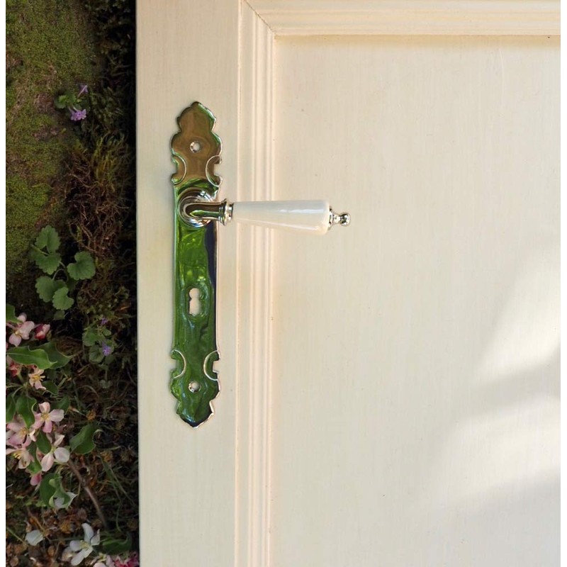 Antikas - Door Handles Polished Nickel with Ceramic Handle Antique