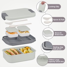 Large Bento Lunch Box Set for Adults Kids with 10.5oz Soup Thermo,Coffee Tumblers Women Men Girls Boys Leak-Proof Lunch Food Containers with Lunch Bag