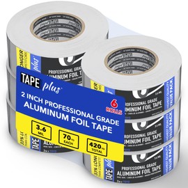 Professional Grade Aluminum Foil Tape - 6 Pack - 2 Inch by 210 Feet (70 Yards) 3.6 Mil - High Temperature - Perfect for HVAC, Sealing & Patching Hot & Cold Air Ducts, Metal Repair…