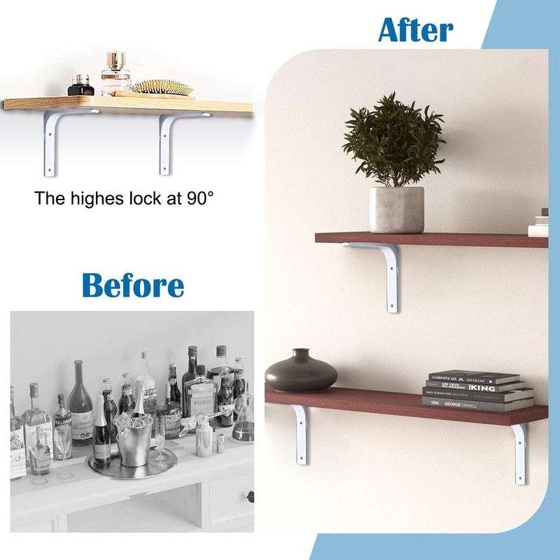 2 Pcs Shelf Wall Brackets Supports, 5.9inches/150mm Heavy Duty L