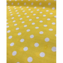 58/60 inch Yellow/White Dot Broadcloth Fabric by The Yard