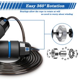 Jump Rope, 2 Pcs Adjustable Steel Skipping Jumping Rope, Fitness Speed Training Workout Jump Ropes with Foam Handles for Exercise and Slim Body