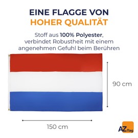 AZ FLAG Dutch Flag, 150 x 90 cm, 100% Polyester with Brass Eyelets, 110 g