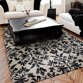 Couristan 6316/6333 Everest Retro Damask/Grey-Black 2-Feet by 3-Feet 7-Inch Rug