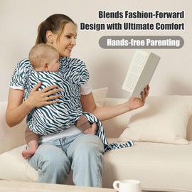 S.Leovay Baby Wraps Carrier,Trendy Zebra Striped, Stretchy Ergonomic Hands-Free Design Baby Wearing Wrap for Newborn to Toddler 7-35 lbs, Soft and Comfortable Infant Wraps