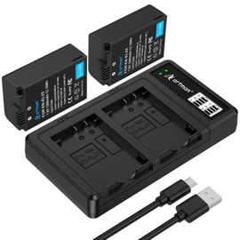 Artman EN-EL25 EN-EL25A Battery 1600mAh 2-Pack and USB-C LCD Dual Charger Compatible with Nikon Z50II, Z50, Z30, ZFC Camera 4241 Battery, MH-32 Charger