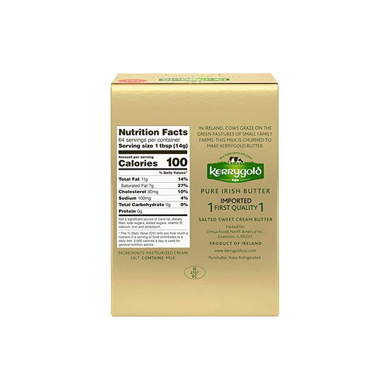 Kerrygold Pure Irish Butter, Salted, 32 oz (Four, 8 oz