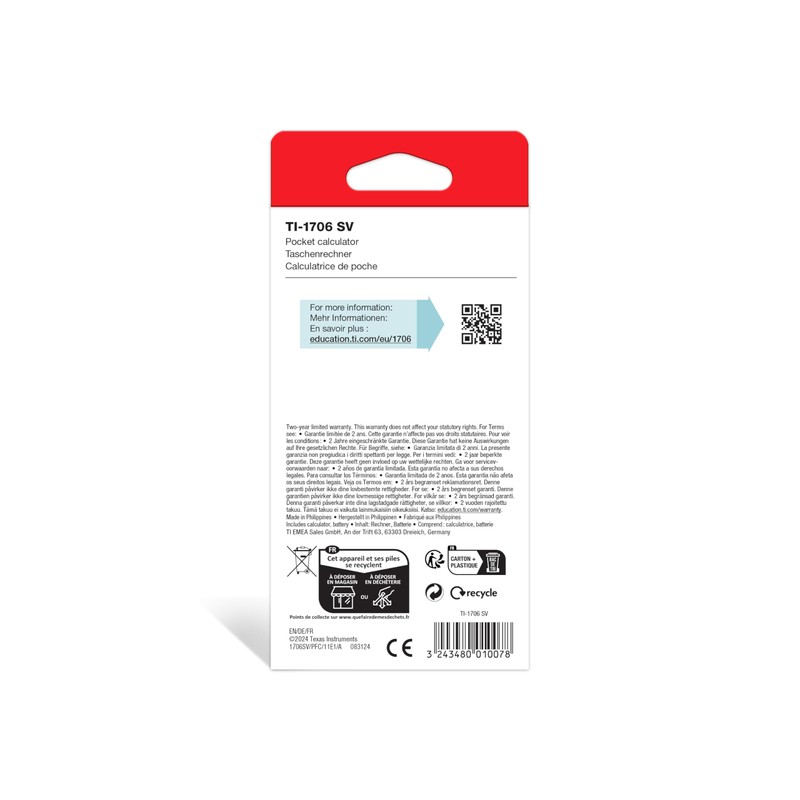 Texas Instruments TI-1706 SV Standard Function Calculator