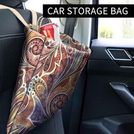 ABUIFDK Car Trash Can, Cute Car Trash Bag, Hanging Car Organizer and Storage Bag, Trash Bin for Car Accessories, Vehicle, Travelling, Camping Cute Paisley Flowers