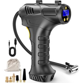 Tyre Inflator electric car pump - Portable Digital Tyre Pump with Nozzle Adaptors for Car Motorcycle Bicycle