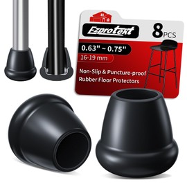 Ezprotekt 3/4" Round Rubber Chair Leg Caps, 8 Pcs Non-Slip Chair Leg Floor Protectors for Hardwood Floors, Furniture Feet Covers Folding Metal Replacement, Black (Fit: 0.63" - 0.75")